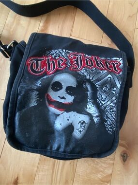 DC Comics Black Messenger Bag with Red 'The Joker' Graphic